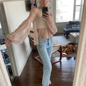 Long sleeve mesh top